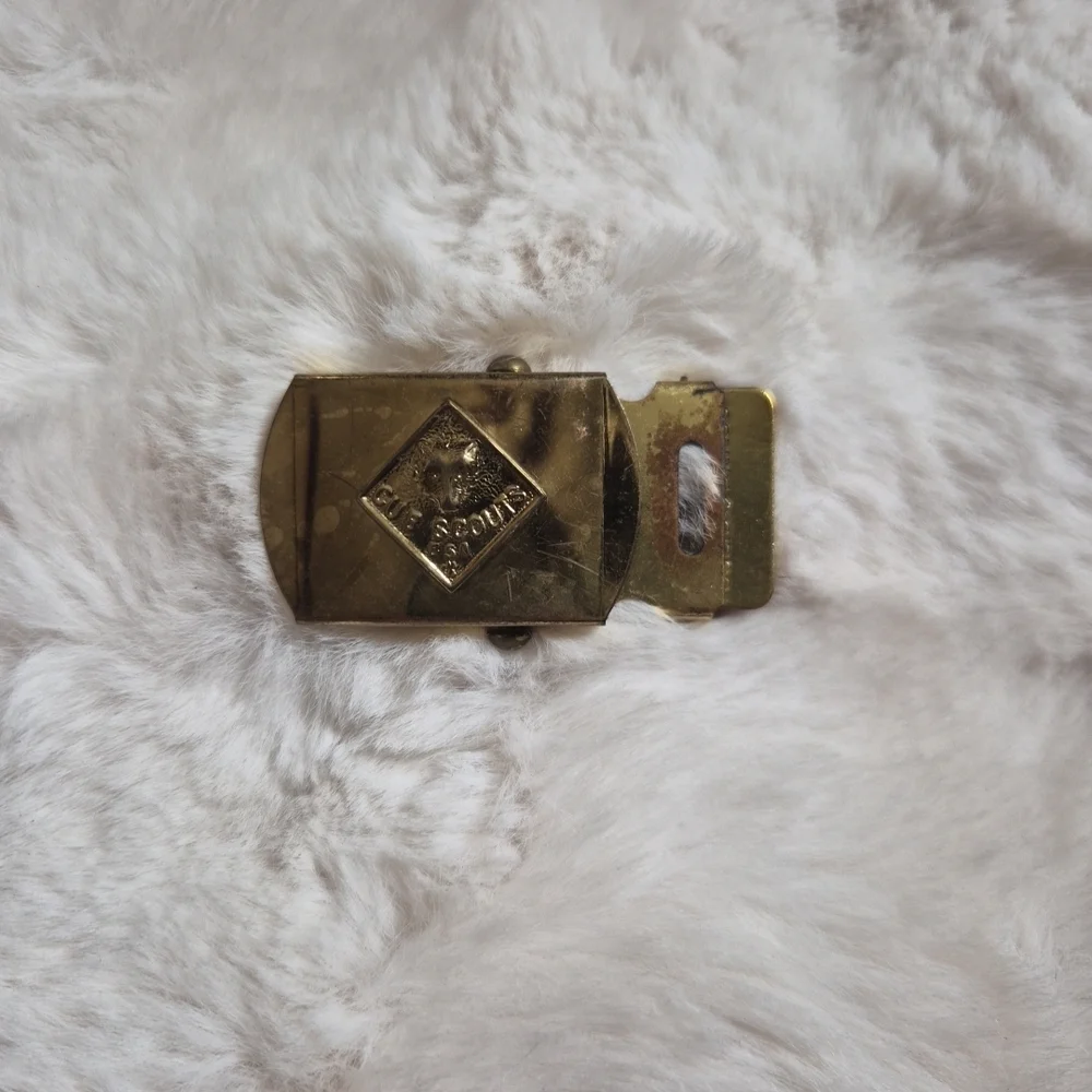 Vintage Cub Scouts Belt Buckle Solid Brass Gold Tone Camp Outdoors Kids Boys ✨️